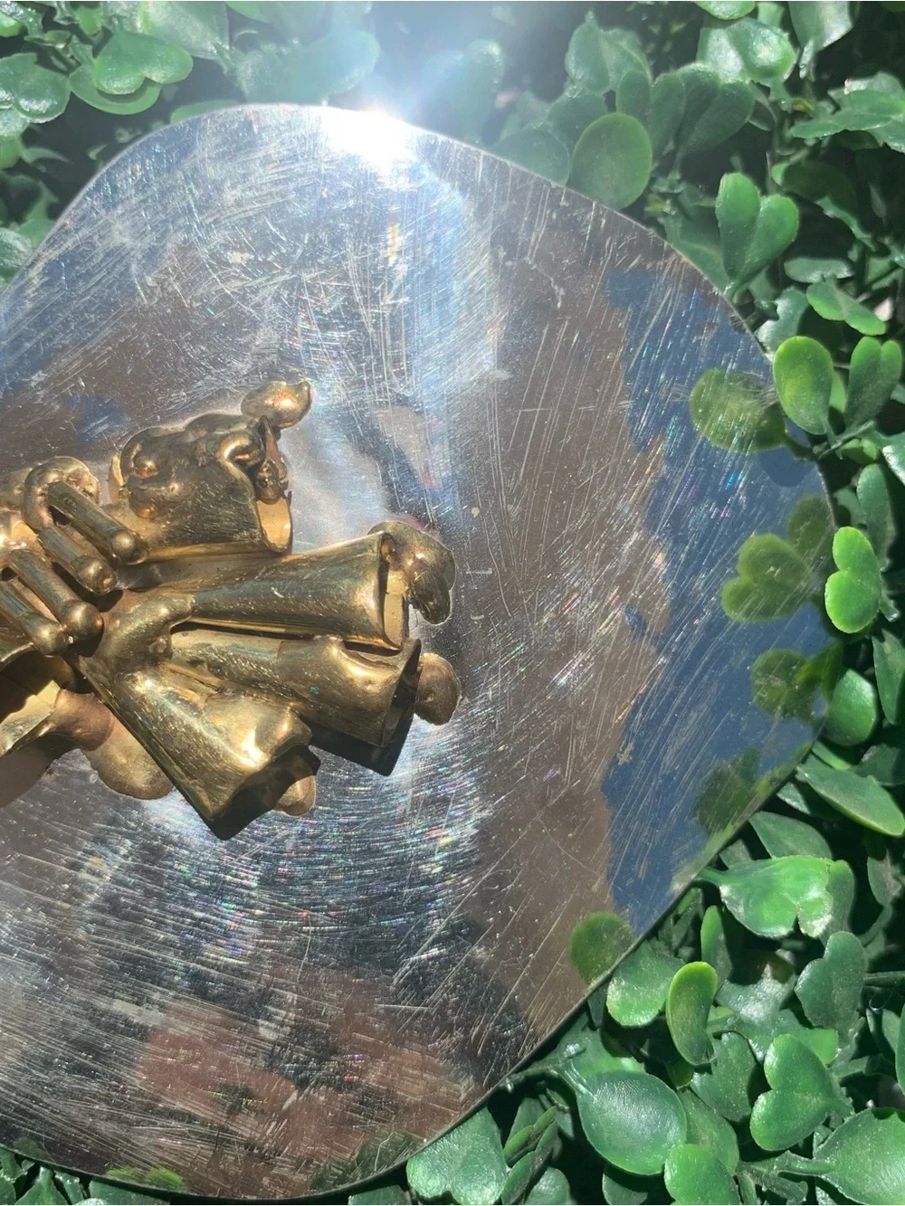 Really cool vintage 80s hammered metal abstract saxophone jazz belt buckle
